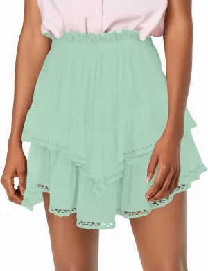 Summer Flowy Skirts for Women Trendy High Waisted Boho Tiered Ruffle Mini Skirt Y2K Cute Layered Golf Tennis Skorts