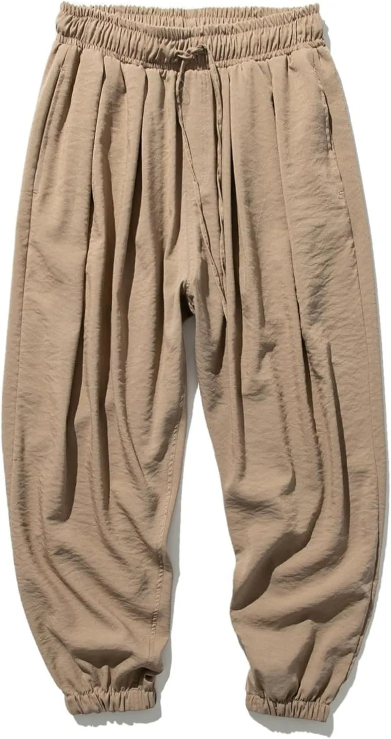 Summer Plus Size Chinese Style Cotton-Linen Ice Silk Harem Pants - Japanese Style Wide-Legged Trousers