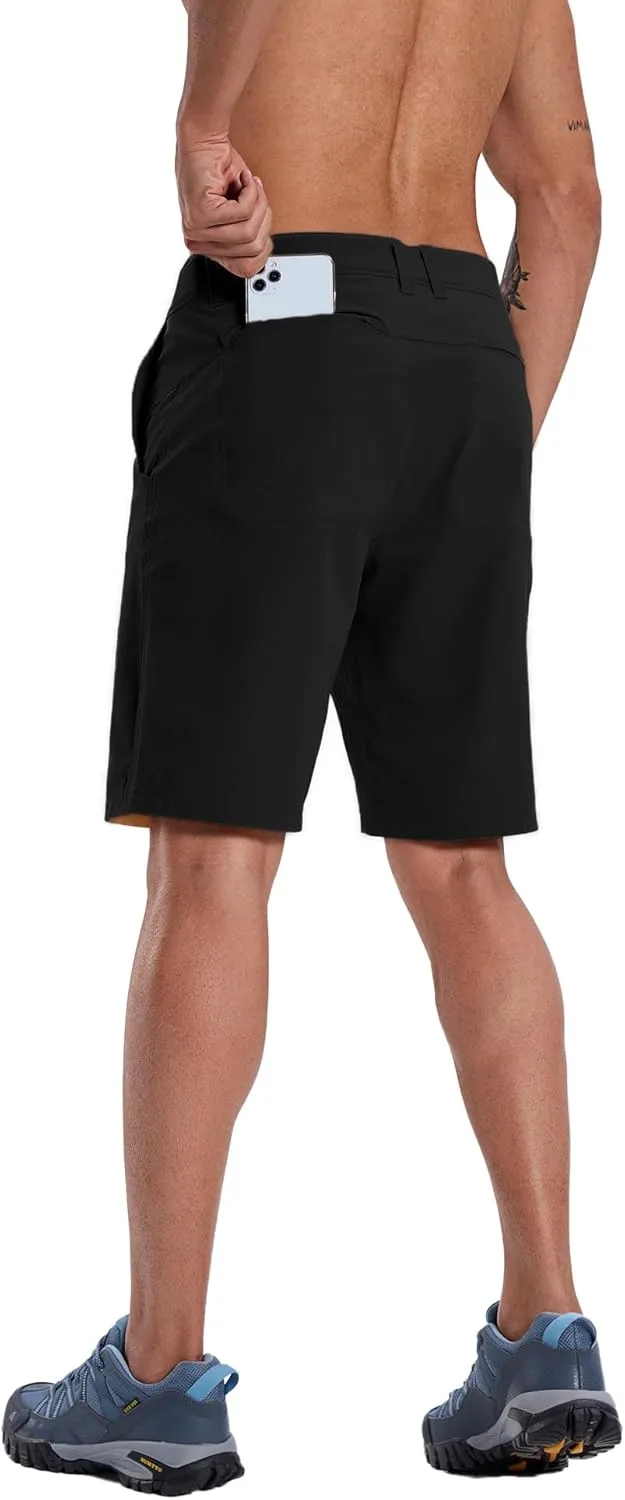 Susclude Men's Casual Shorts Stretch Golf Shorts 10" Quick Dry Summer Fishing Hiking Work Shorts with 6 Pockets