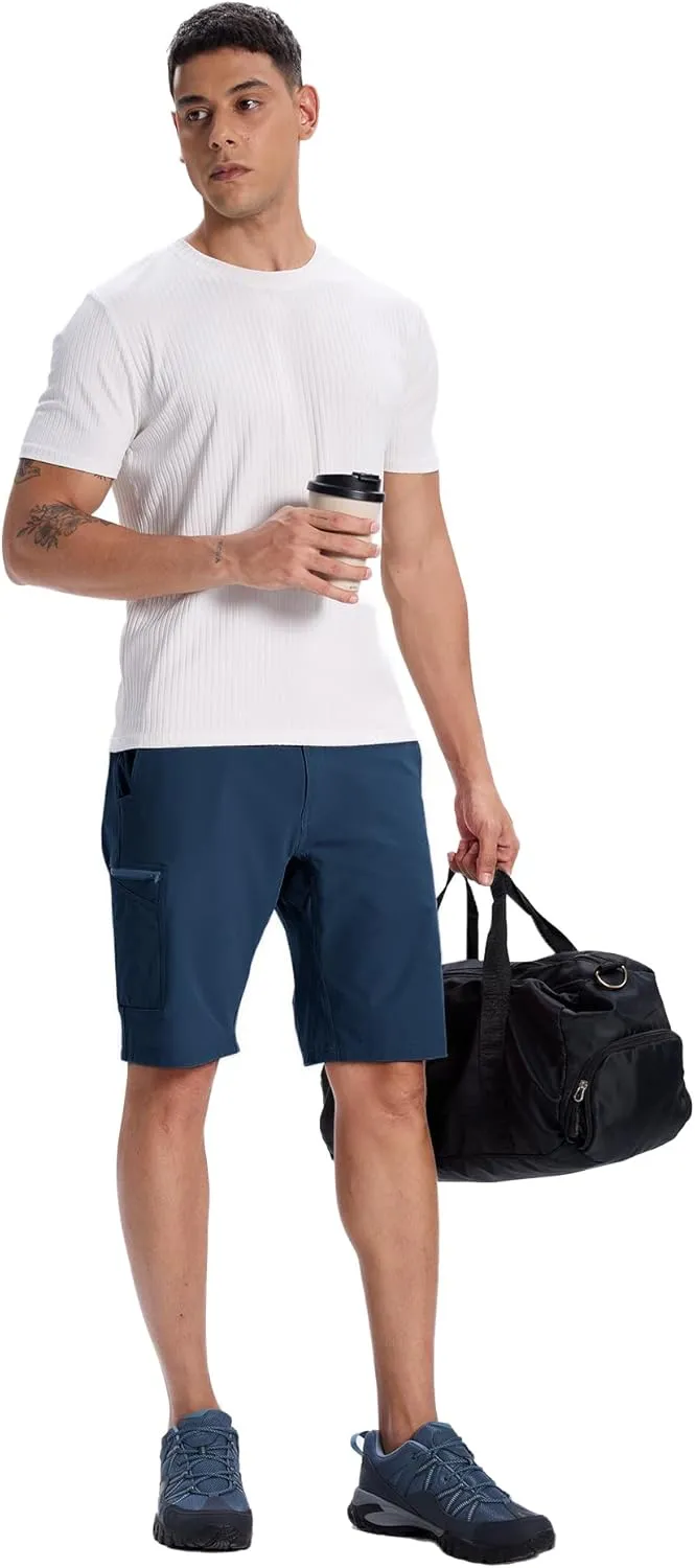 Susclude Men's Casual Shorts Stretch Golf Shorts 10" Quick Dry Summer Fishing Hiking Work Shorts with 6 Pockets