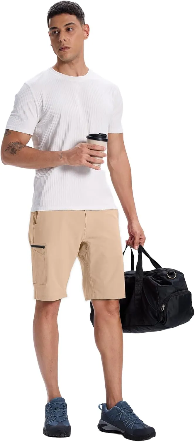 Susclude Men's Casual Shorts Stretch Golf Shorts 10" Quick Dry Summer Fishing Hiking Work Shorts with 6 Pockets
