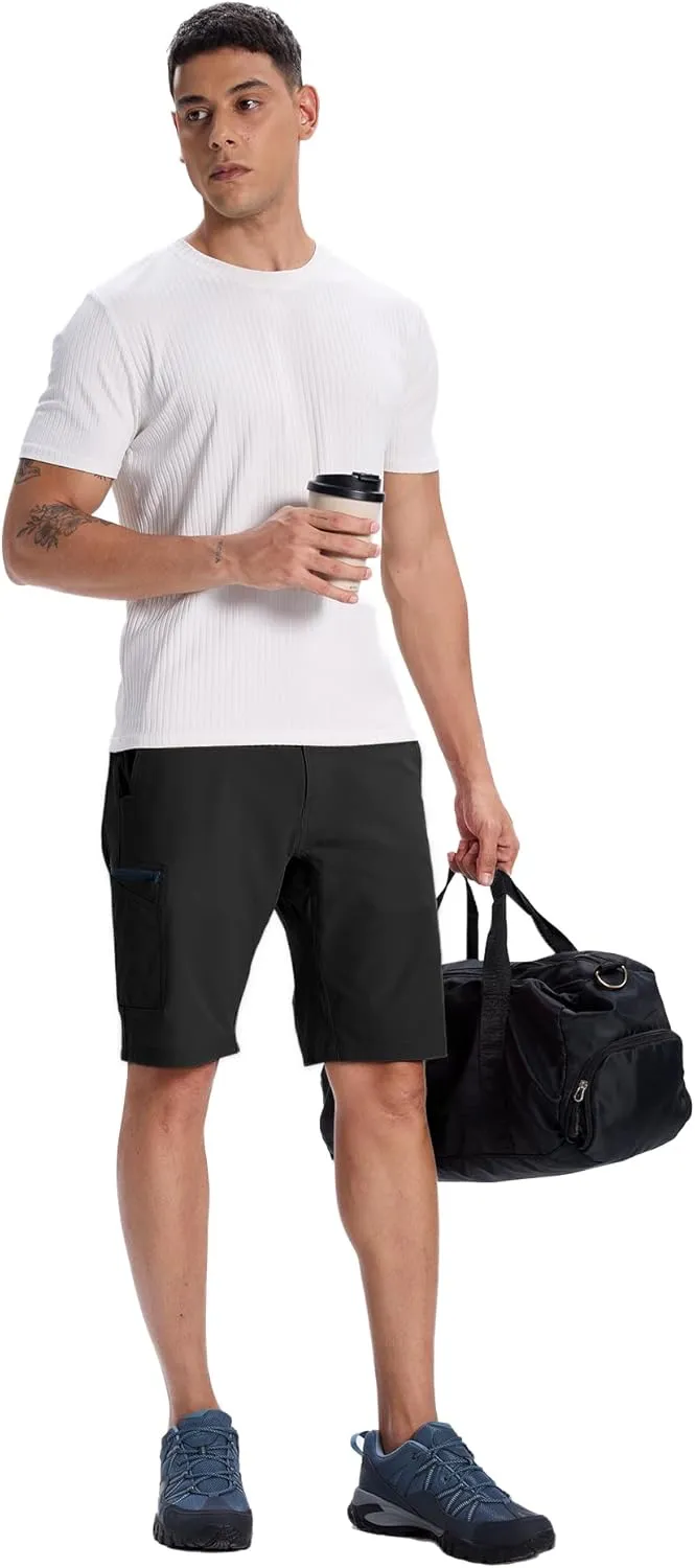 Susclude Men's Casual Shorts Stretch Golf Shorts 10" Quick Dry Summer Fishing Hiking Work Shorts with 6 Pockets
