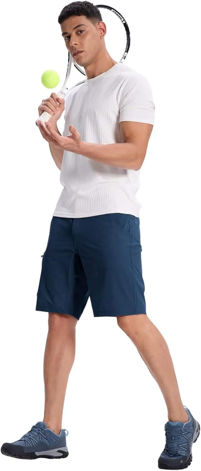 Susclude Men's Casual Shorts Stretch Golf Shorts 10" Quick Dry Summer Fishing Hiking Work Shorts with 6 Pockets