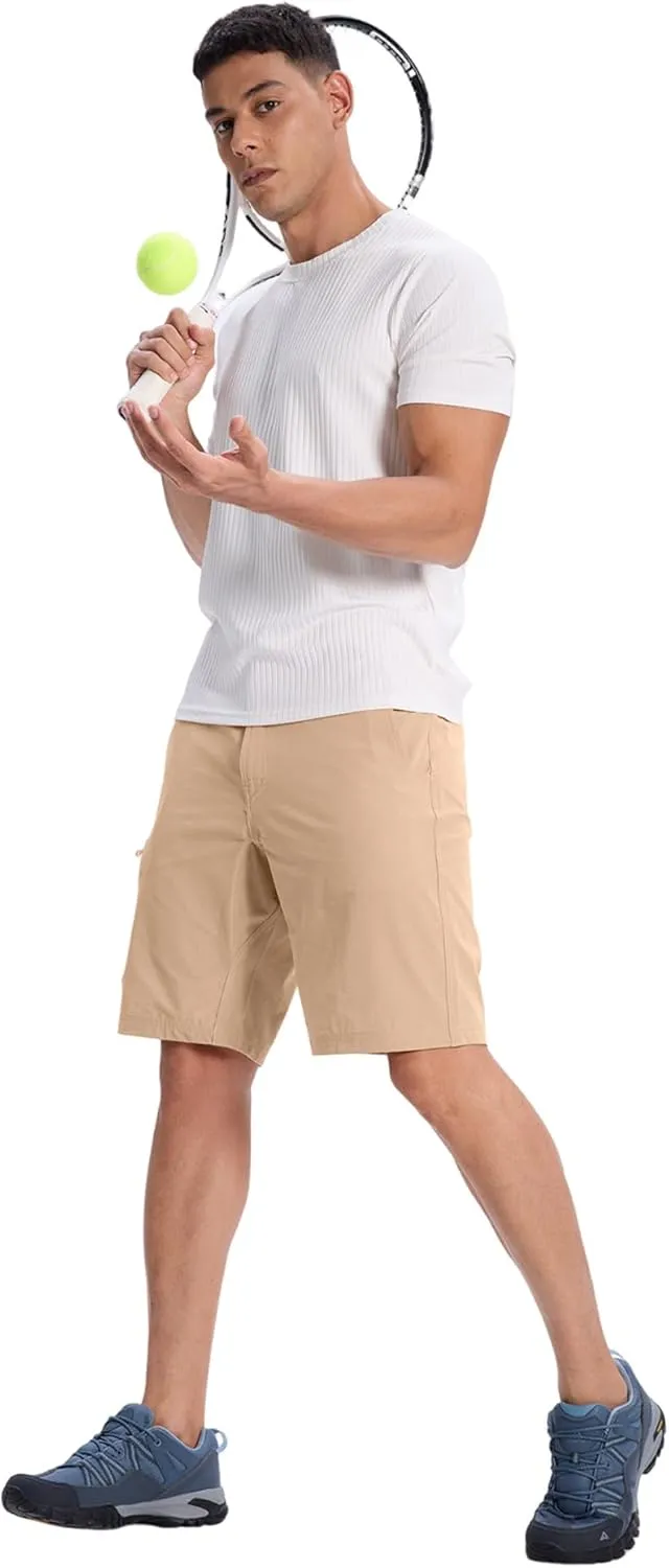 Susclude Men's Casual Shorts Stretch Golf Shorts 10" Quick Dry Summer Fishing Hiking Work Shorts with 6 Pockets