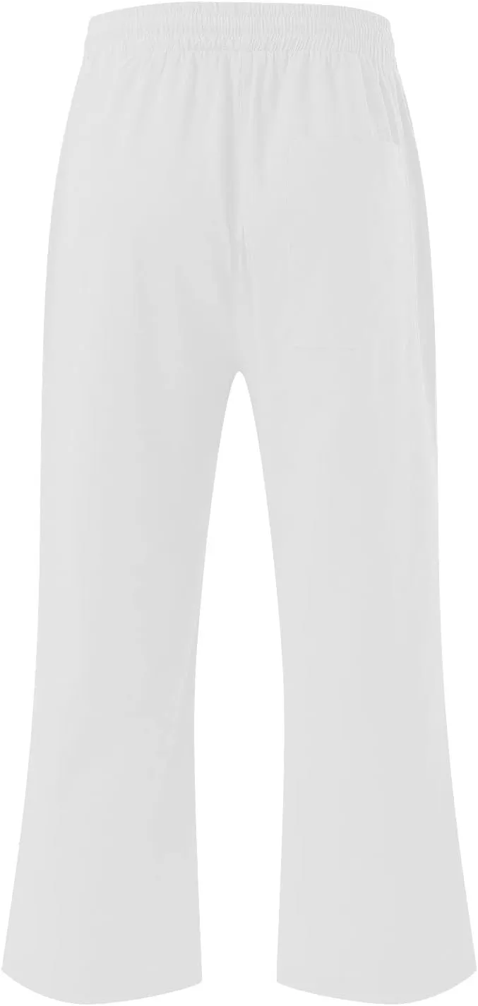 TARIENDY Capri Pants for Women Summer Casual Lounge Pants Wide Leg Pants Elastic Drawstring Cropped Trousers with Pockets