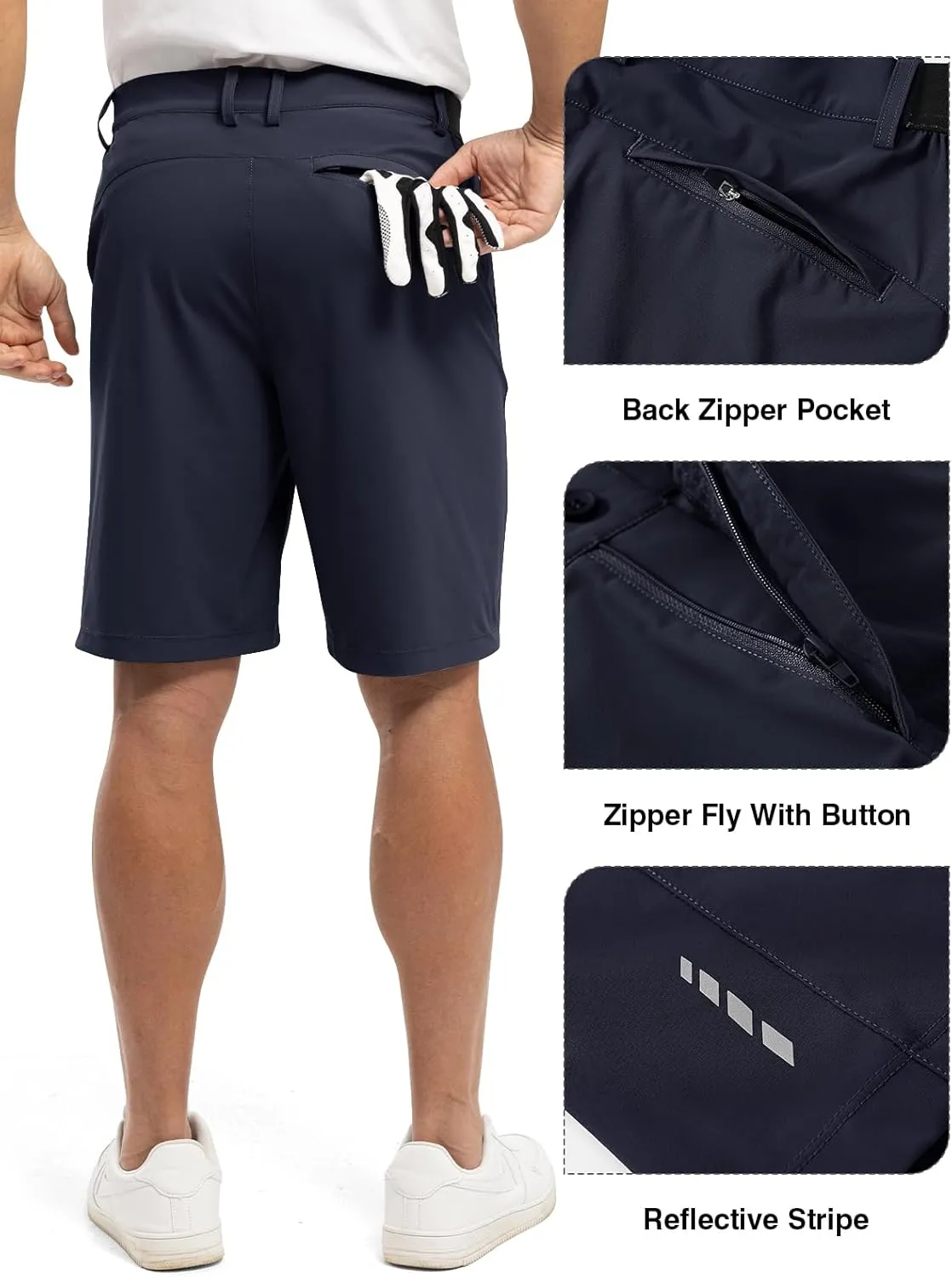 TBMPOY Men's 9" Golf Shorts Quick Dry Casual Shorts Dress Shorts Flat Front Stretch Lightweight for Work Business Travel