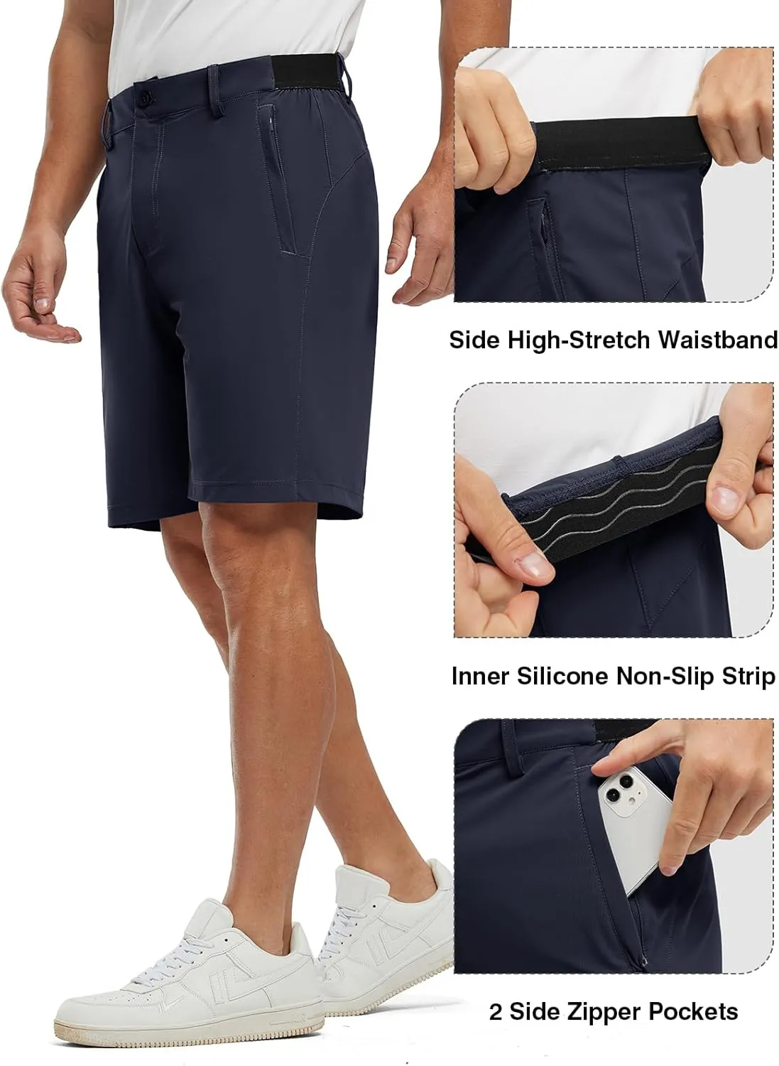 TBMPOY Men's 9" Golf Shorts Quick Dry Casual Shorts Dress Shorts Flat Front Stretch Lightweight for Work Business Travel