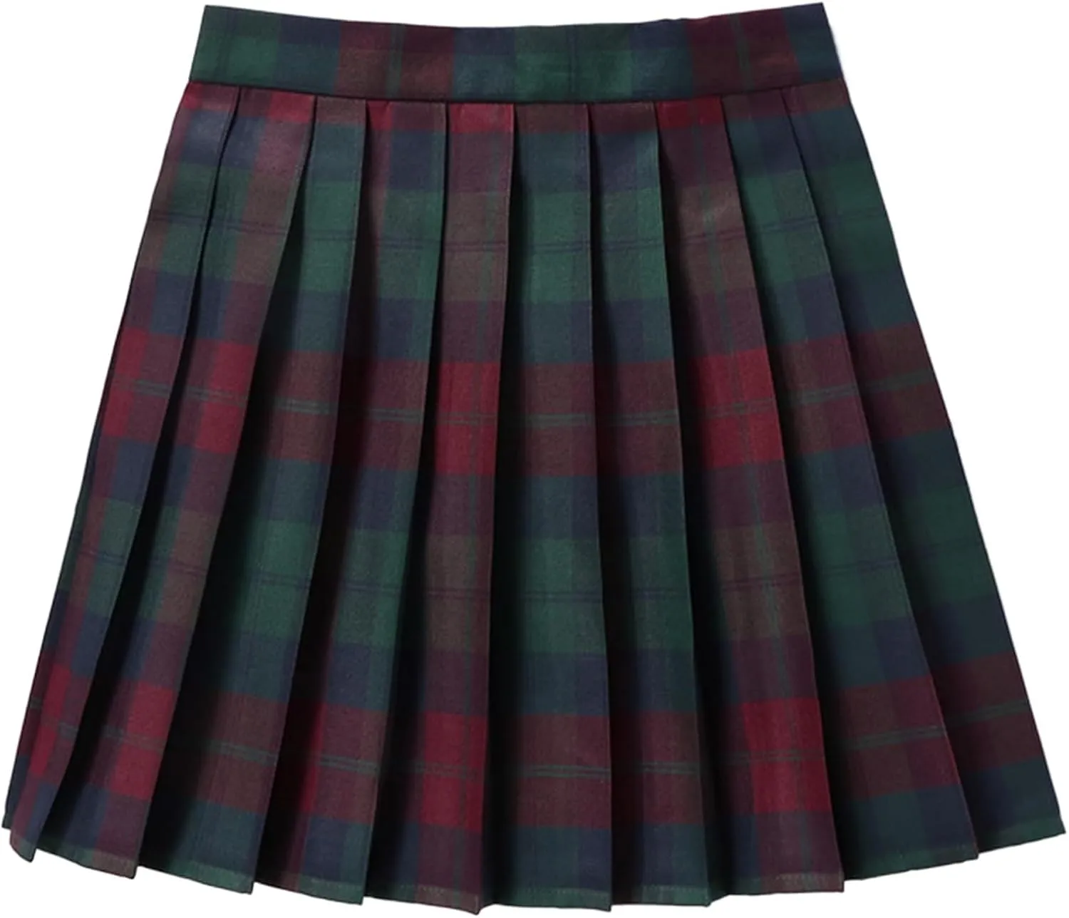 Teen Girls Pleated Mini Skirt Preppy Plaid Skirts Elastic High Waisted Uniform Skirt Plus Size Tartan Skirts for School Girl