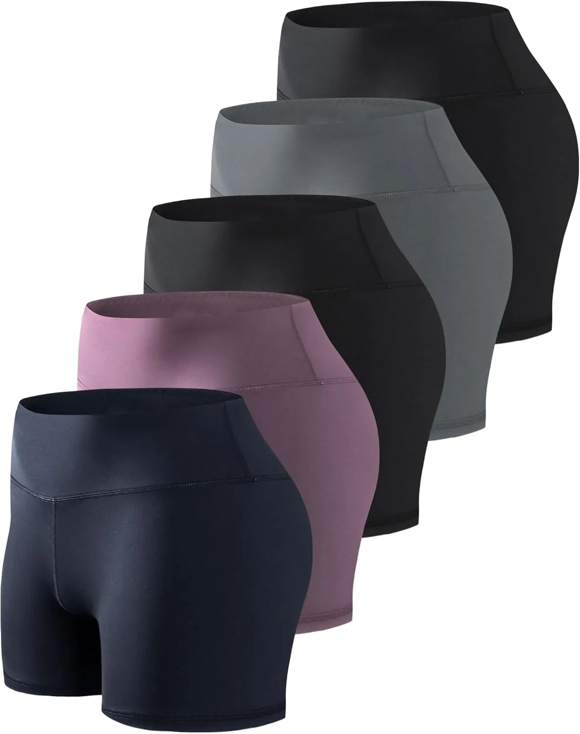 TELALEO 5 Pack 3"/5" Womens Volleyball Shorts Spandex Compression Shorts Workout Performance High Waist Yoga Biker Shorts