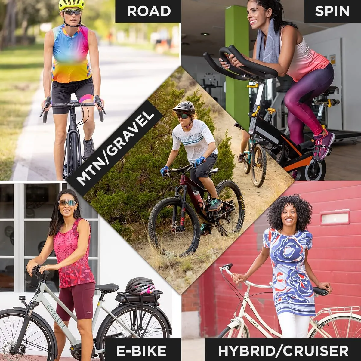 Terry Bike Shorts Women Padded, Actif Cycling Shorts for Women Padded 8" Inseam Moisture Wicking Spin Shorts Women