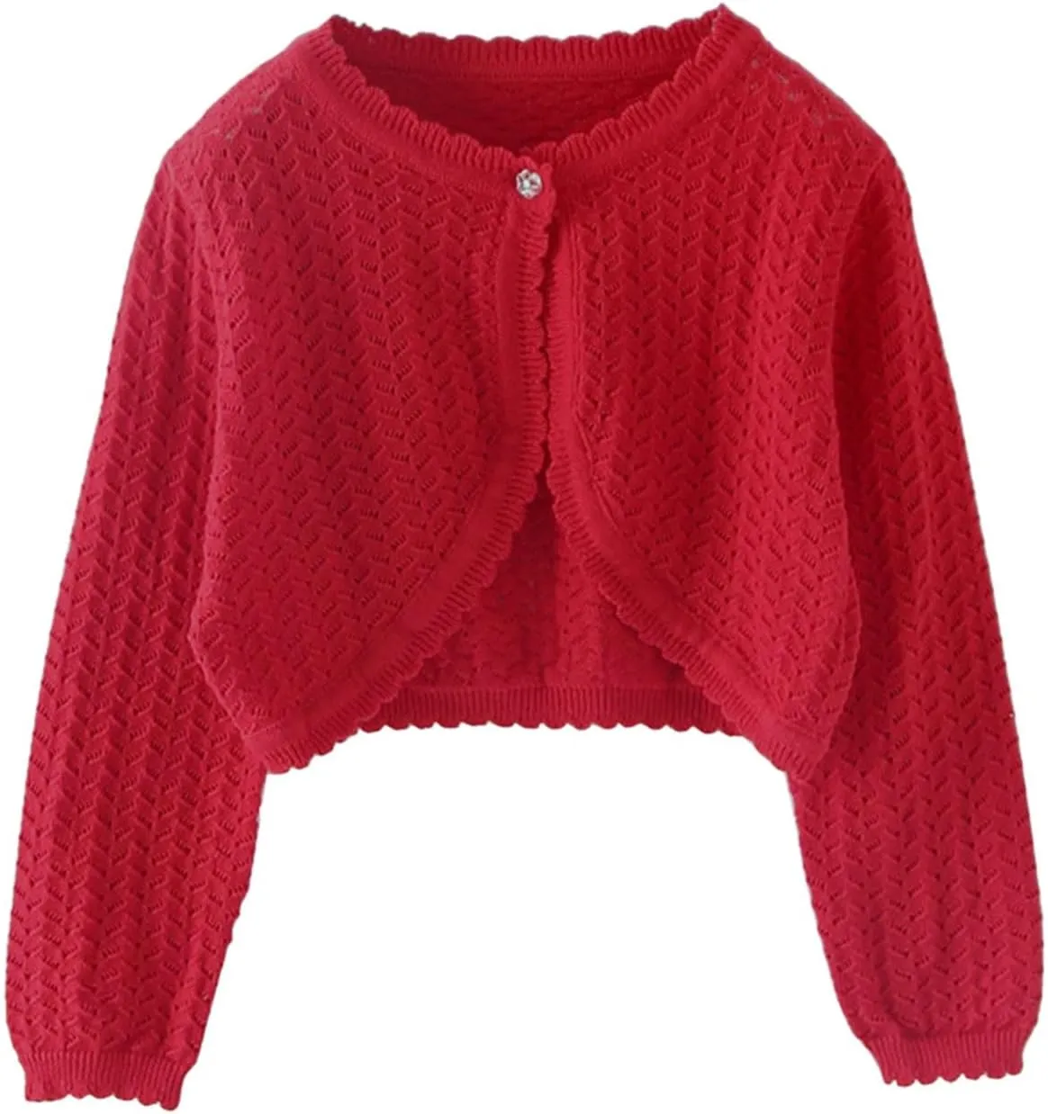 Toddler Baby Girls Shru Bolero Cardigan Knitted Long Sleeve Button Closure Lace Cropped Sweaters Tops Outwear