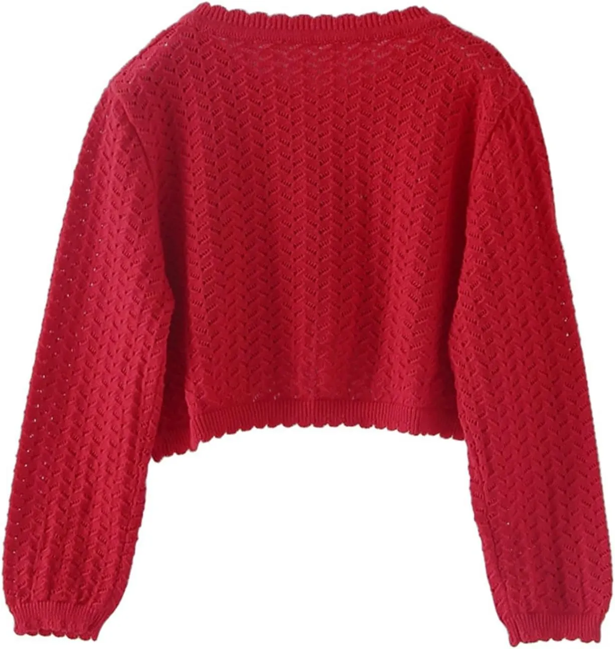 Toddler Baby Girls Shru Bolero Cardigan Knitted Long Sleeve Button Closure Lace Cropped Sweaters Tops Outwear