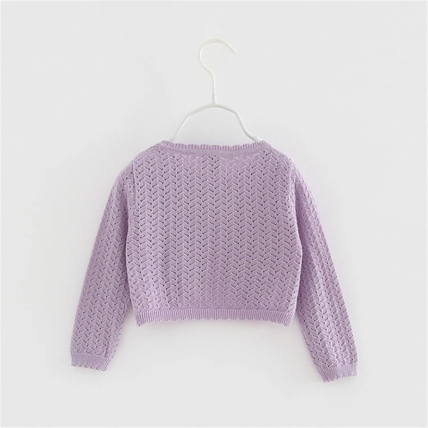 Toddler Baby Girls Shru Bolero Cardigan Knitted Long Sleeve Button Closure Lace Cropped Sweaters Tops Outwear