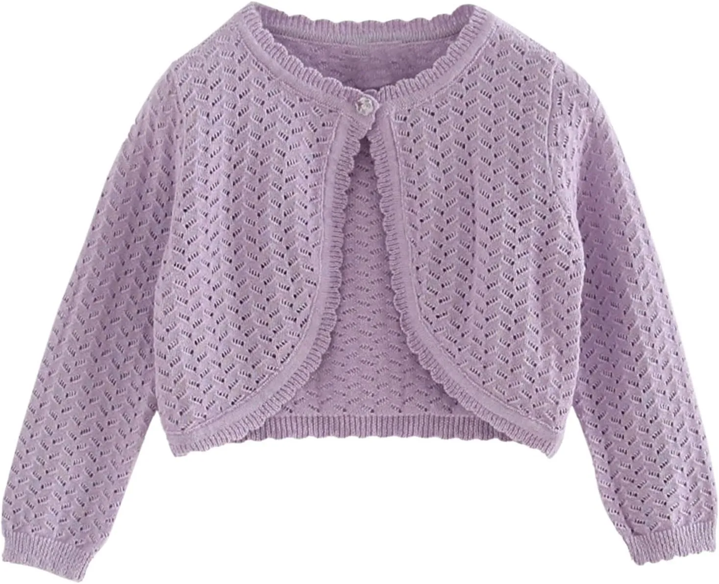 Toddler Baby Girls Shru Bolero Cardigan Knitted Long Sleeve Button Closure Lace Cropped Sweaters Tops Outwear