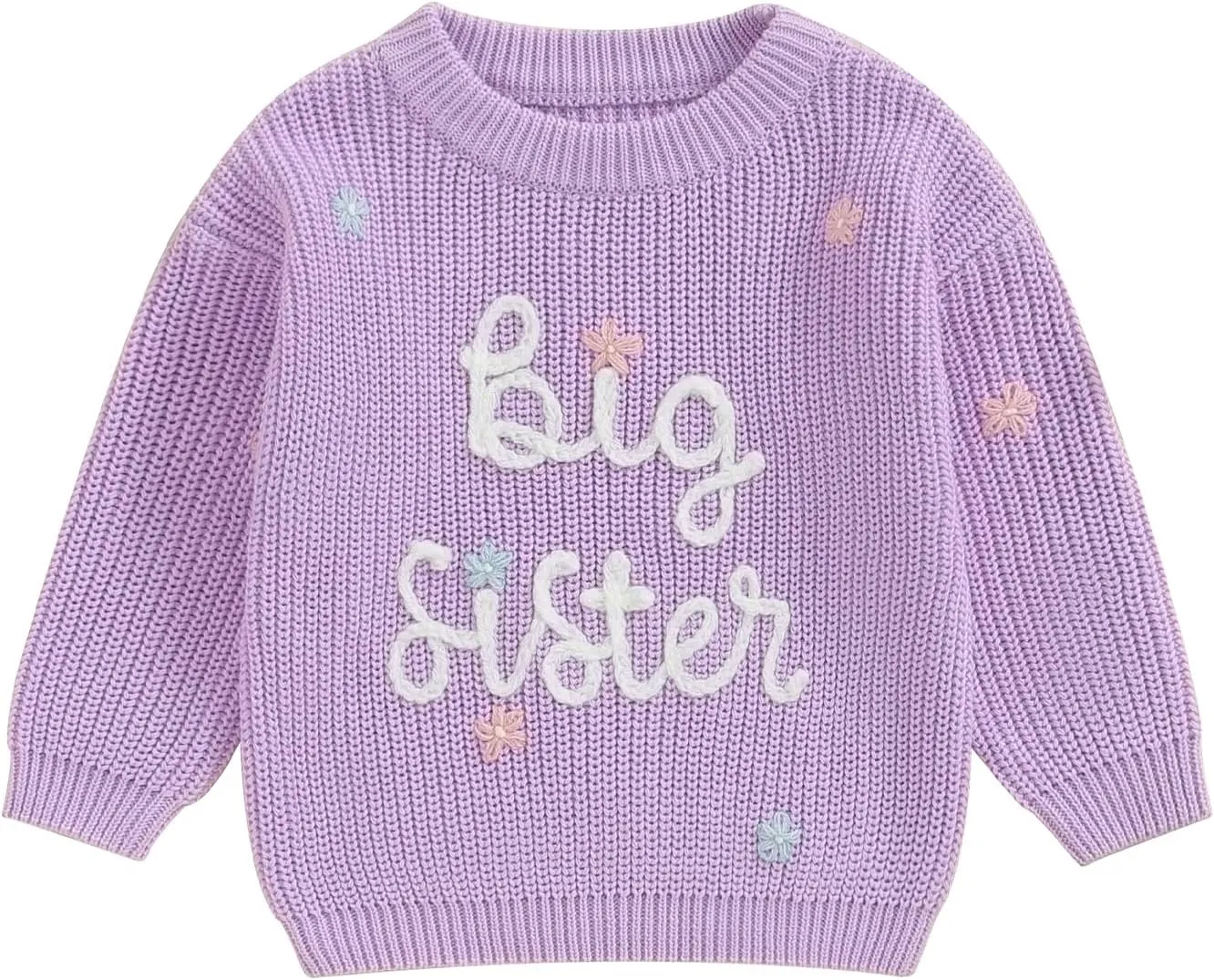 Toddler Infant Baby Girl Knit Sweater Big Sister Little Sister Matching Outfits Long Sleeve Pullover Sweatshirt