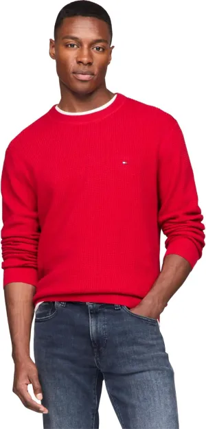 Tommy Hilfiger Men's Waffle Knit Crewneck Sweater Lightweight Pullover, Also Available in Big & Tall