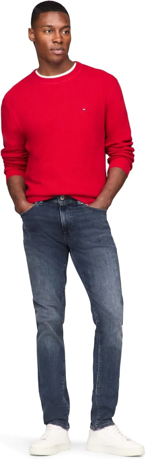 Tommy Hilfiger Men's Waffle Knit Crewneck Sweater Lightweight Pullover, Also Available in Big & Tall