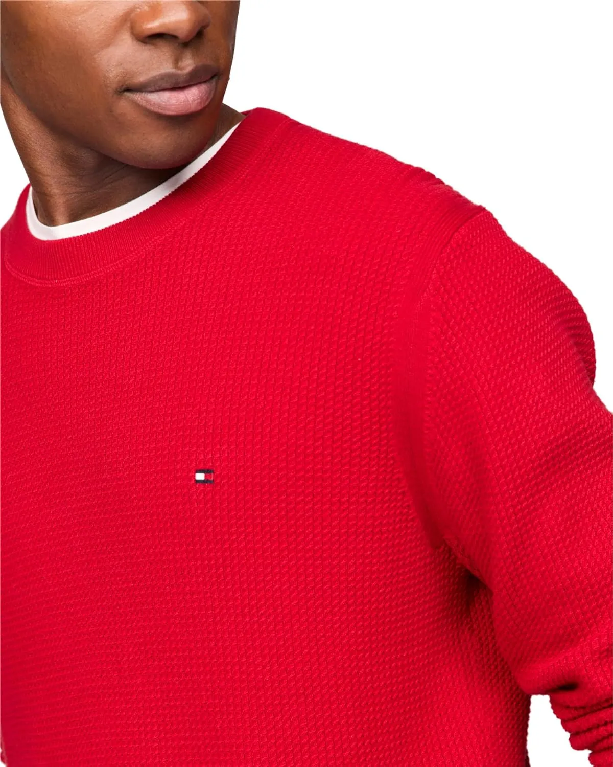 Tommy Hilfiger Men's Waffle Knit Crewneck Sweater Lightweight Pullover, Also Available in Big & Tall