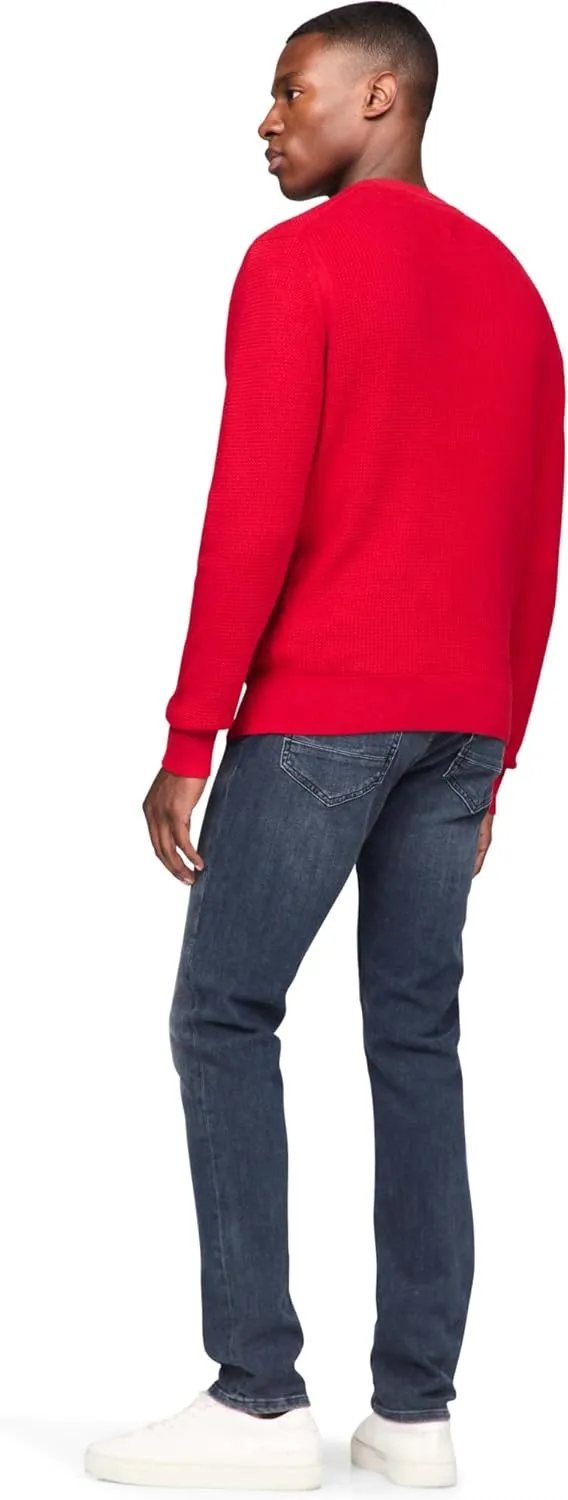 Tommy Hilfiger Men's Waffle Knit Crewneck Sweater Lightweight Pullover, Also Available in Big & Tall