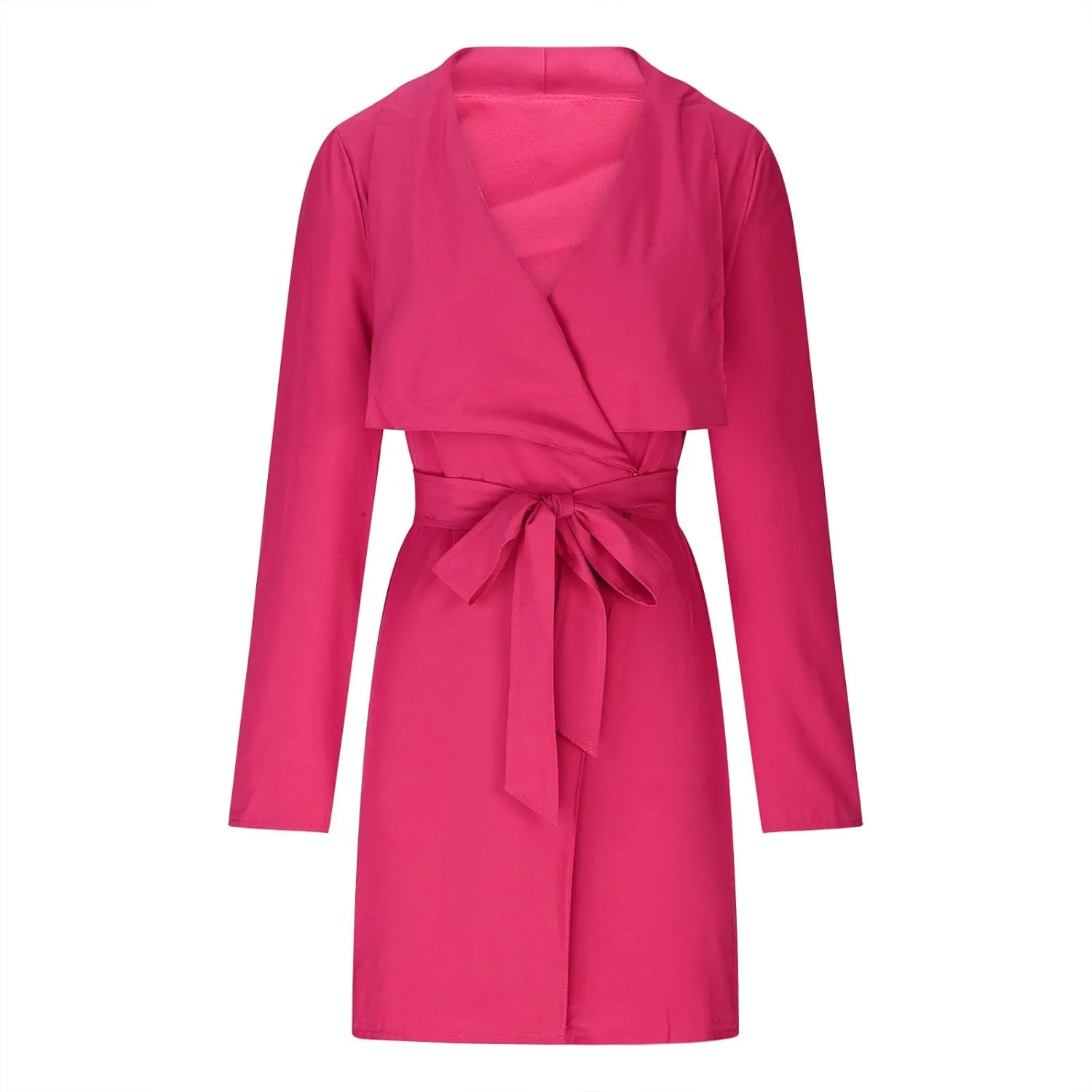 Trench Coat for Women Lightweight V Neck Fall Outfit Long Sleeve Belted Casual Pea Coat Office Work Jackets
