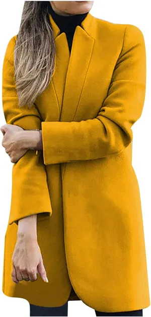 Trench Coats for Women Casual Stand Collar Double Breasted Wool Coats Oversized Warm Winter Long Pea Coat Jackets