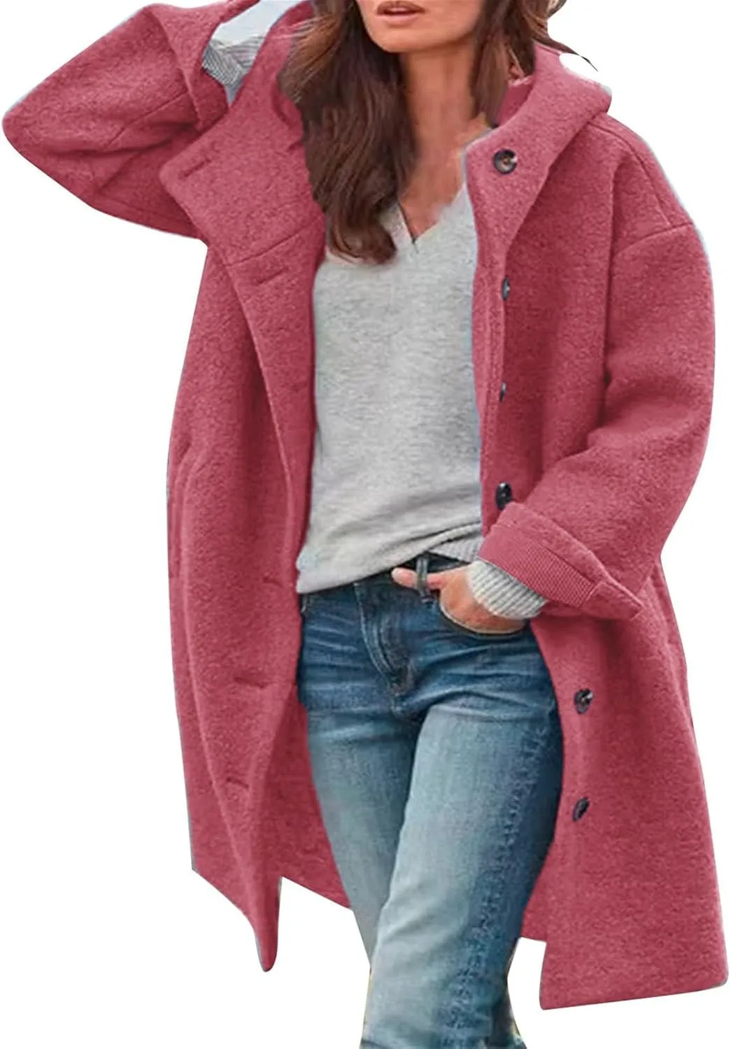 Trench Coats for Women Long Jacket Loose Fitting Warm Winter Outwear Fashion Lapel Jacket Coats Long Coats for Women