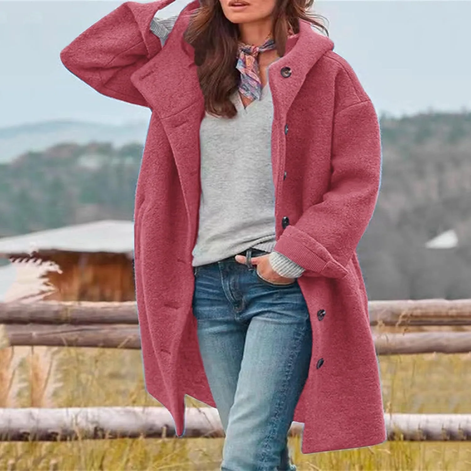 Trench Coats for Women Long Jacket Loose Fitting Warm Winter Outwear Fashion Lapel Jacket Coats Long Coats for Women