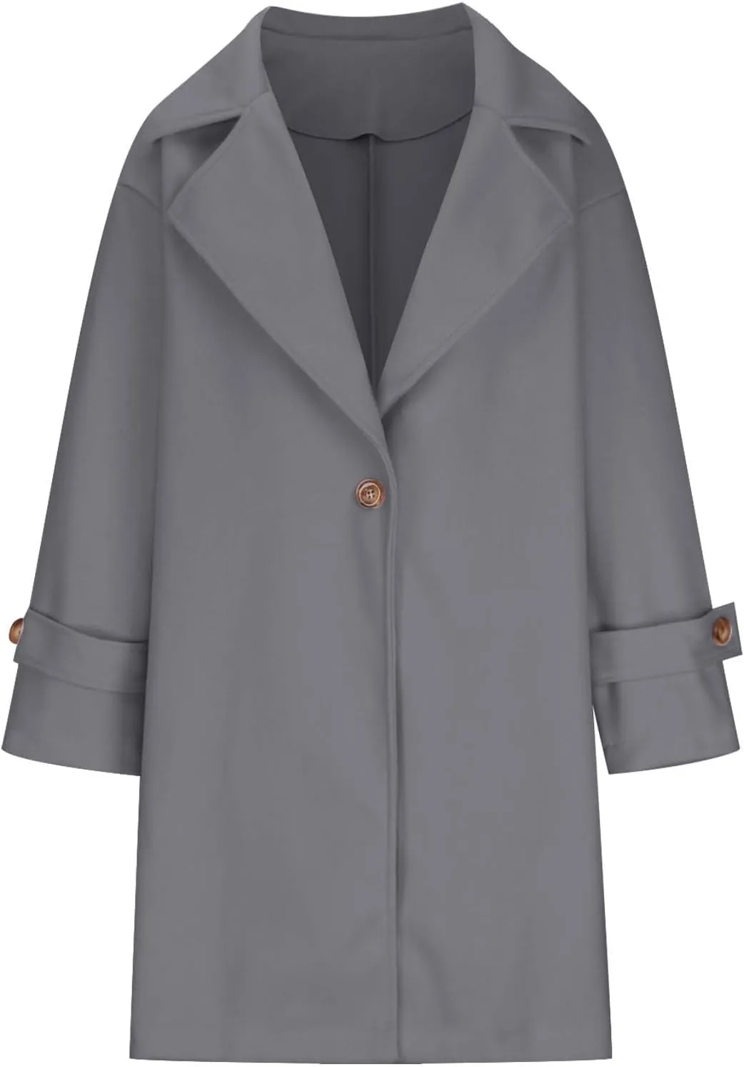 Trench Coats for Women Open Front Coatigan Pea Coat Long Sleeve Lapel Collared Wool Winter Coat Ovecoats