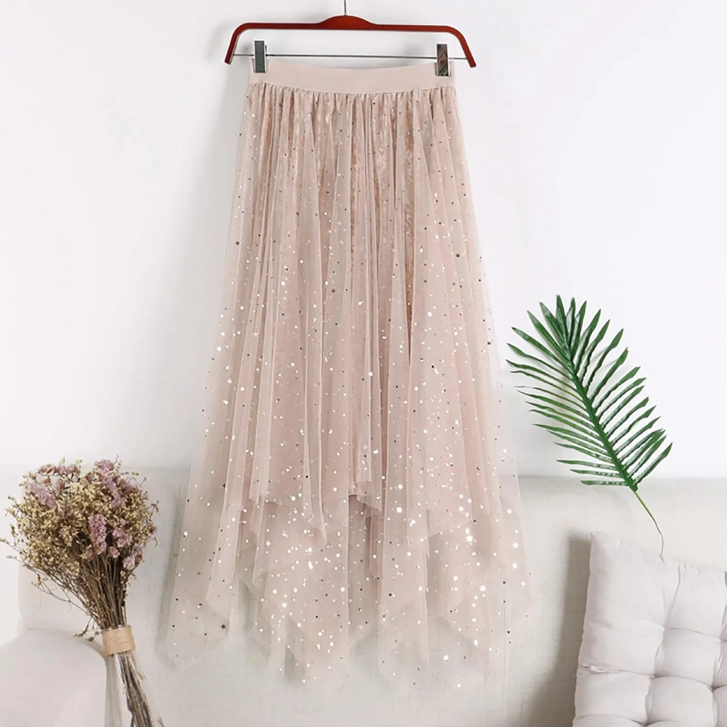 Tulle Skirts for Women High Waisted Tiered A Line Mesh Tutu Skirt Summer Loose Midi Fairy Skirt Festival Party Clubwear 2024