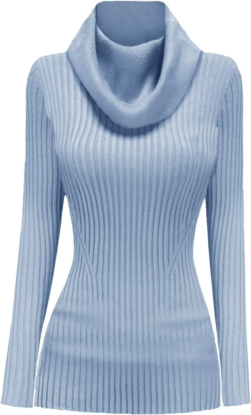 v28 Womens Stretchable Cowl Neck Knit Long Sleeve Slim Fit Bodycon Sexy Sweater