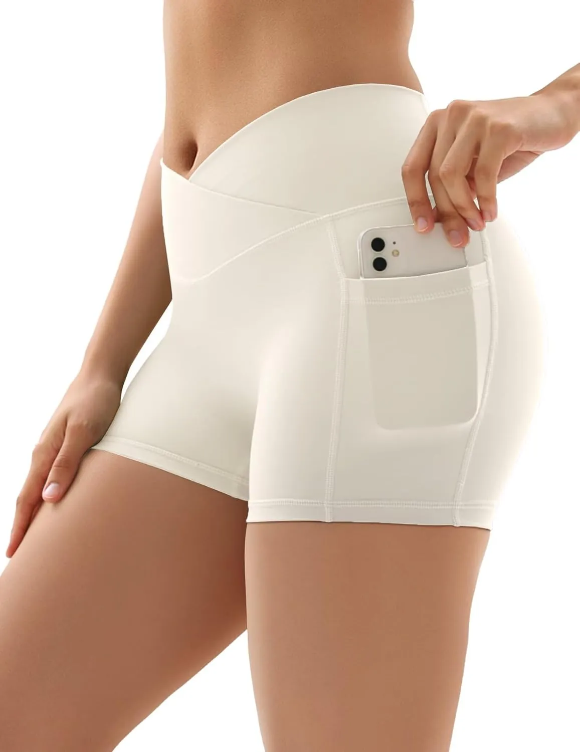 Vertvie Gym Shorts Women 3"/ 9" Crossover Biker Shorts High Waisted Spandex Workout Yoga Volleyball Booty Shorts with Pockets