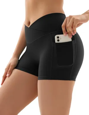 Vertvie Gym Shorts Women 3"/ 9" Crossover Biker Shorts High Waisted Spandex Workout Yoga Volleyball Booty Shorts with Pockets