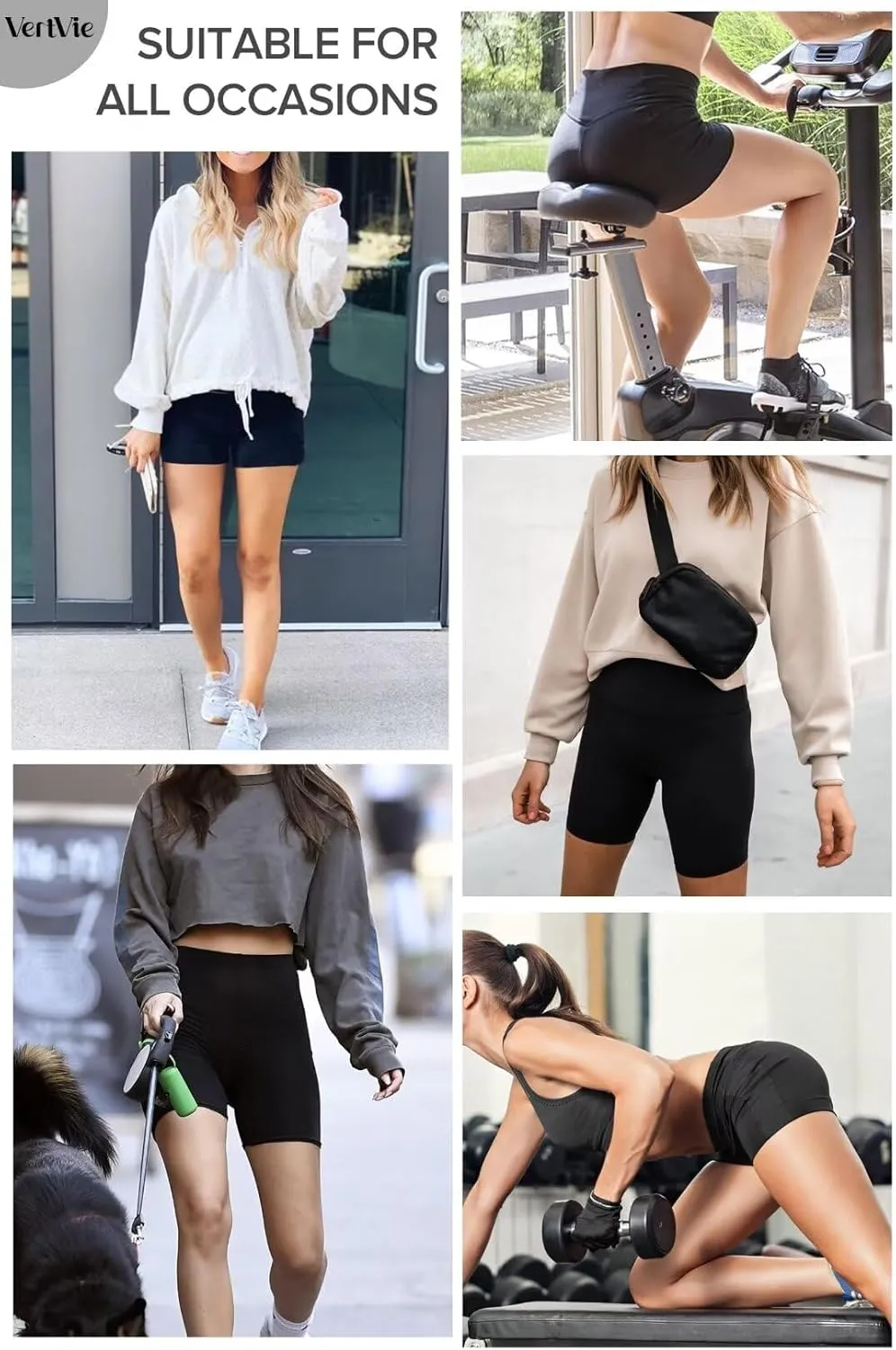 Vertvie Gym Shorts Women 3"/ 9" Crossover Biker Shorts High Waisted Spandex Workout Yoga Volleyball Booty Shorts with Pockets