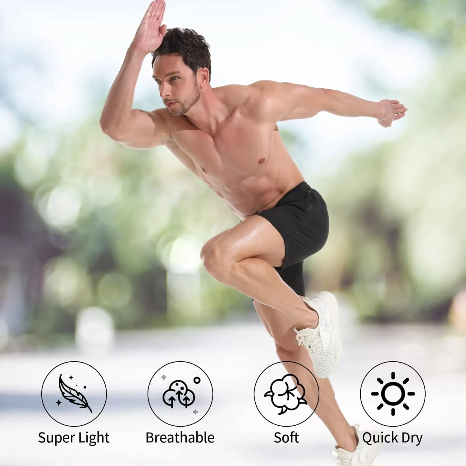 VPOS Gym Shorts for Men 5 Inch - Lightweight Mens Athletic Shorts Quick Dry Workout Running Shorts with Zipper Pockets