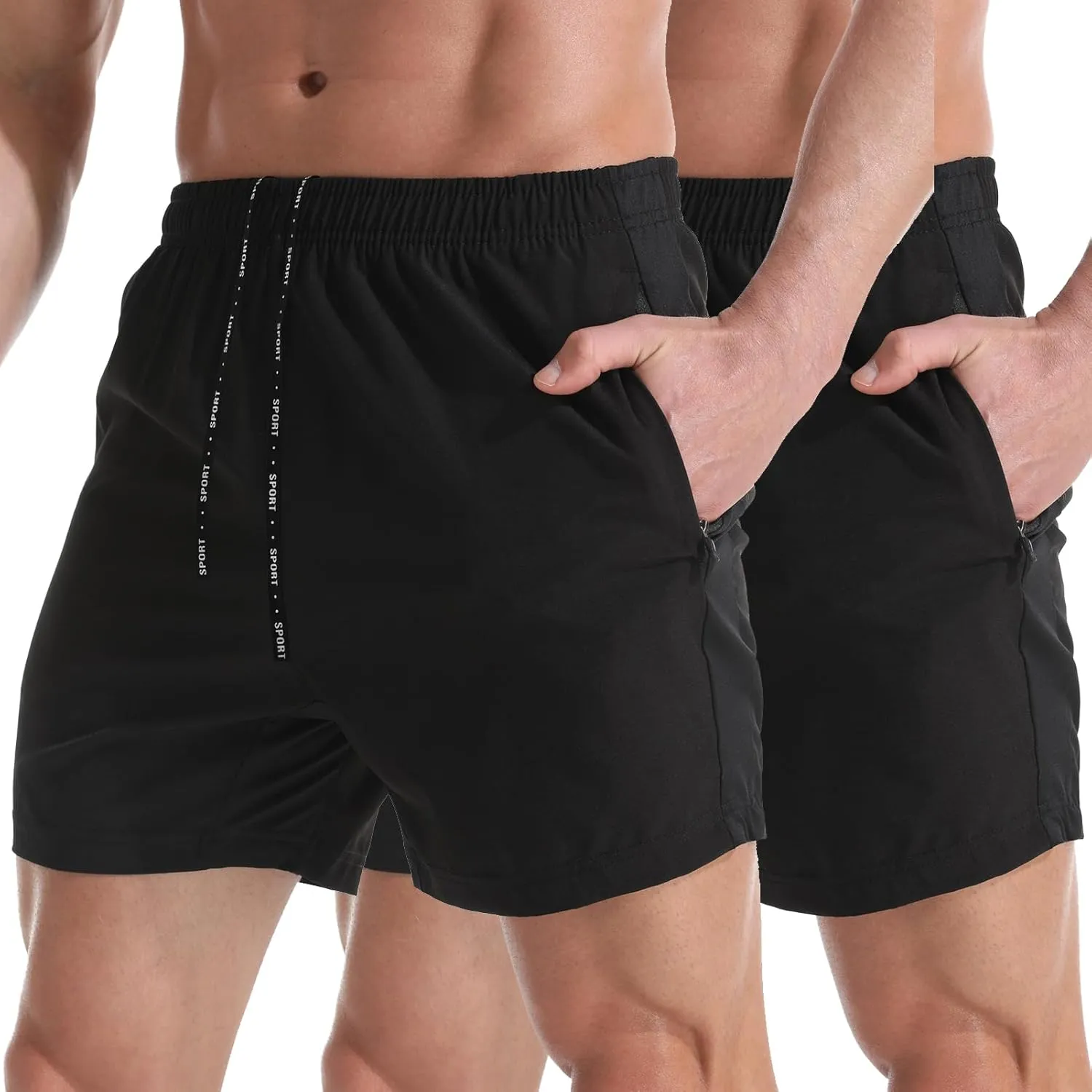 VPOS Gym Shorts for Men 5 Inch - Lightweight Mens Athletic Shorts Quick Dry Workout Running Shorts with Zipper Pockets