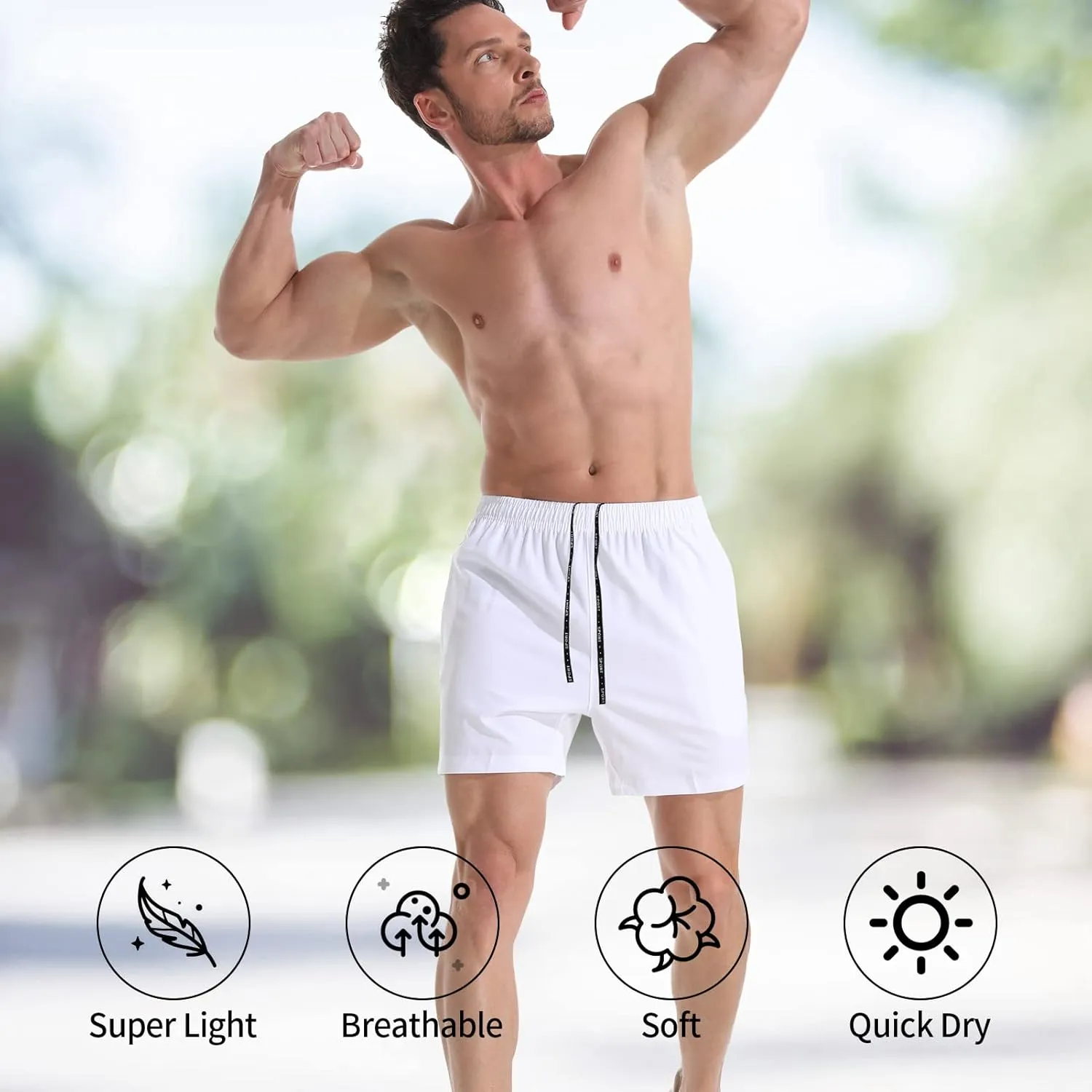 VPOS Gym Shorts for Men 5 Inch - Lightweight Mens Athletic Shorts Quick Dry Workout Running Shorts with Zipper Pockets