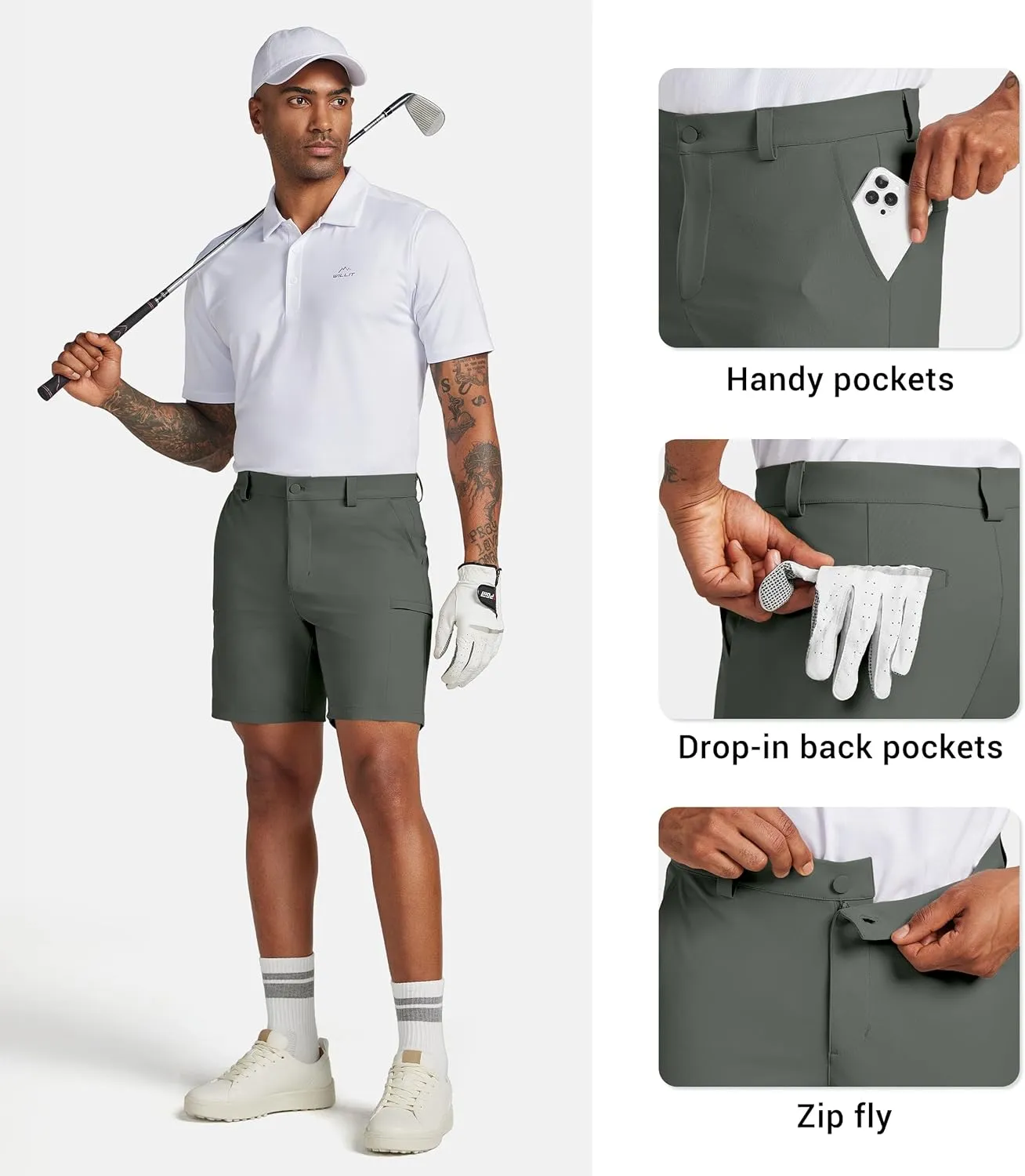 Willit Men's Golf Shorts Stretch Dress Shorts Cargo Quick Dry Athletic Casual Shorts with Pockets 7" 9" 11"