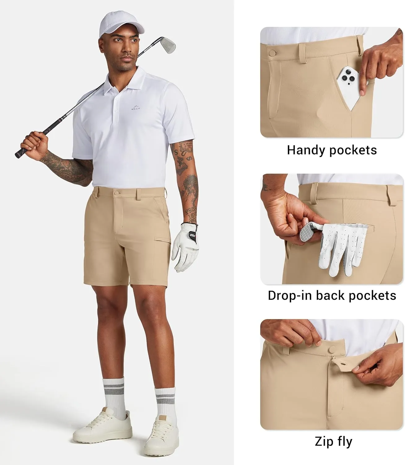 Willit Men's Golf Shorts Stretch Dress Shorts Cargo Quick Dry Athletic Casual Shorts with Pockets 7" 9" 11"