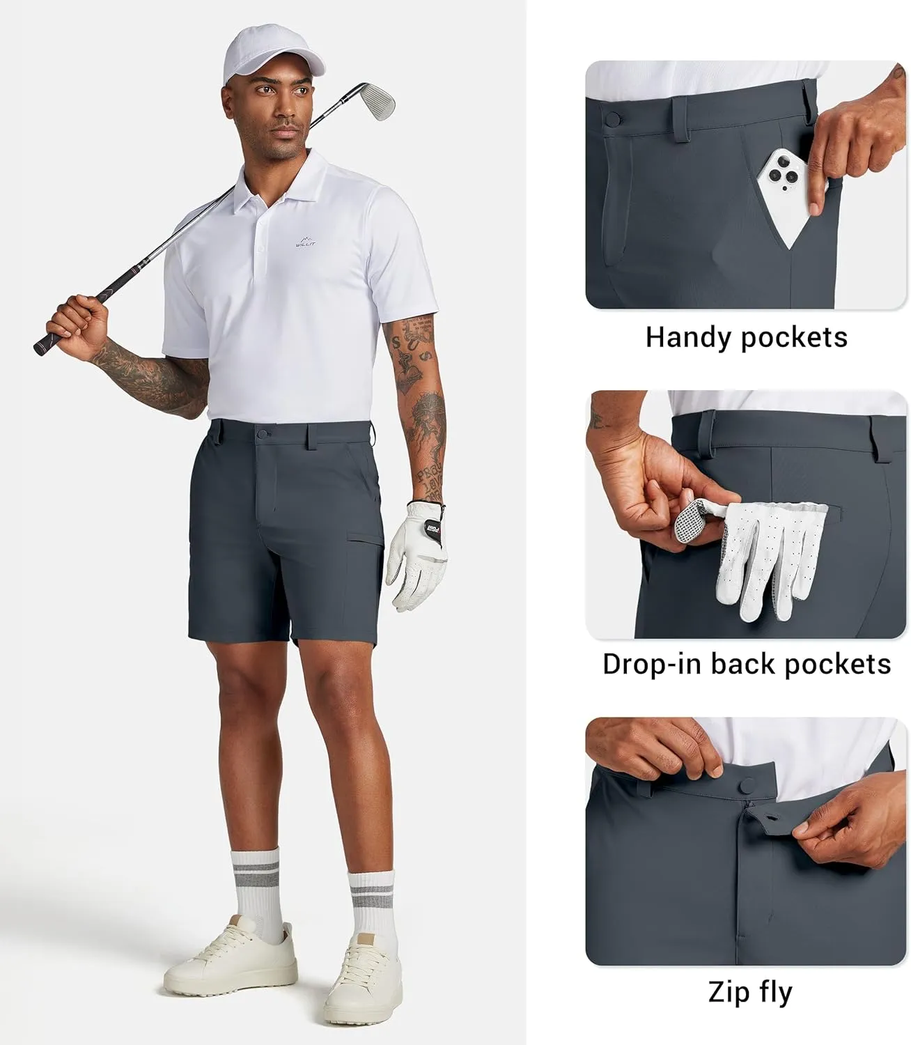 Willit Men's Golf Shorts Stretch Dress Shorts Cargo Quick Dry Athletic Casual Shorts with Pockets 7" 9" 11"