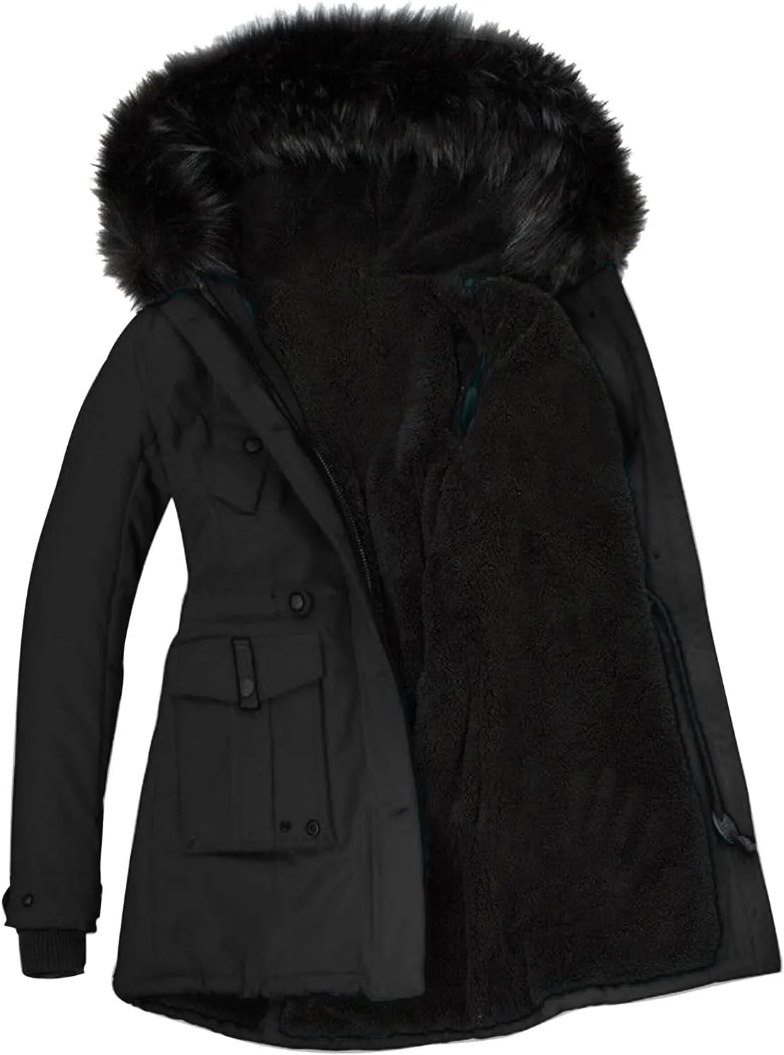 Winter Coats for Women 2024 Trendy Plus Size Warm Sherpa Fleece Lined Jackets Fleece Hooded Parka Peacoat Outerwear