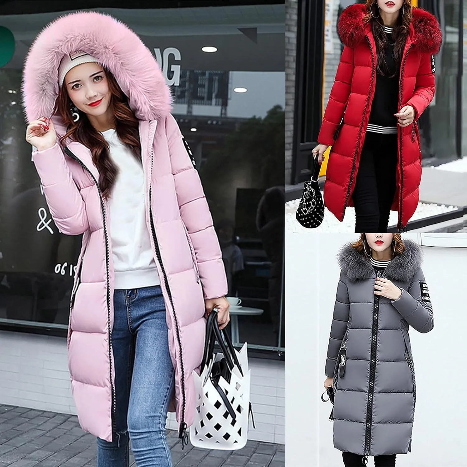 Wkishenl Long Puffer Coat Women Winter Coats Thickened Maxi Parka Jacket Full Zip Knee Length Quilted Outerwear with Hood