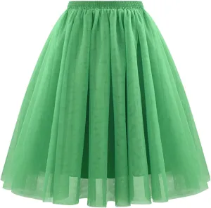 Women Elastic Ruffle Underskirts for Cosplay Tutu Skirt A-Line Tulle Party Midi Skirt Elegant Lightweight Petticoat