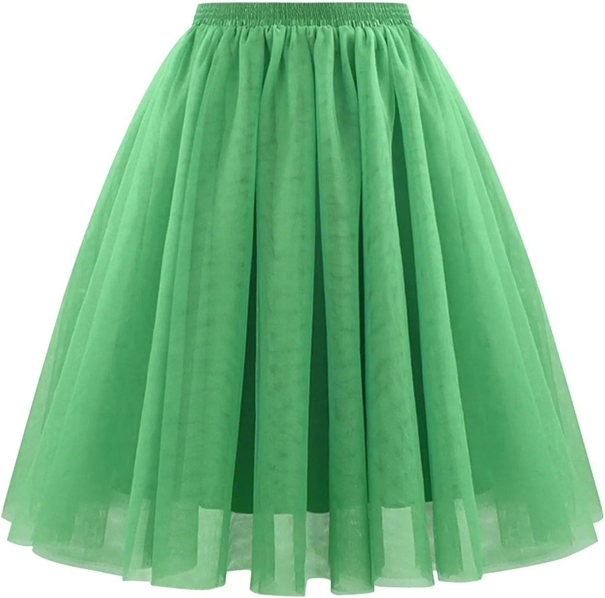 Women Elastic Ruffle Underskirts for Cosplay Tutu Skirt A-Line Tulle Party Midi Skirt Elegant Lightweight Petticoat