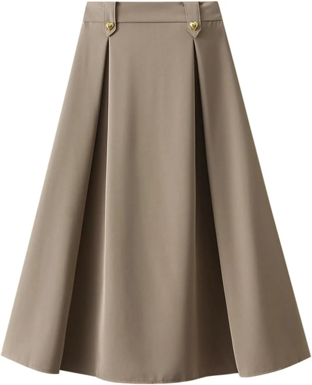 Women Fashion Casual Mid Length Suit Skirt A Line High Waisted Pleated Skirt Daily Long Leather Skirts for Women