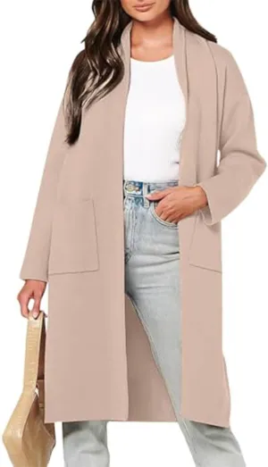 Women Long Cardigans Outwear Coat Slouchy Wool Open Front Sweater Coat with Pockets Sweaters Jackets Trench Clothes