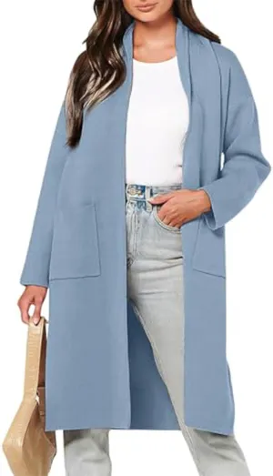 Women Long Cardigans Outwear Coat Slouchy Wool Open Front Sweater Coat with Pockets Sweaters Jackets Trench Clothes