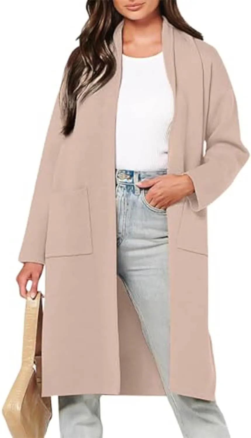 Women Long Cardigans Outwear Coat Slouchy Wool Open Front Sweater Coat with Pockets Sweaters Jackets Trench Clothes