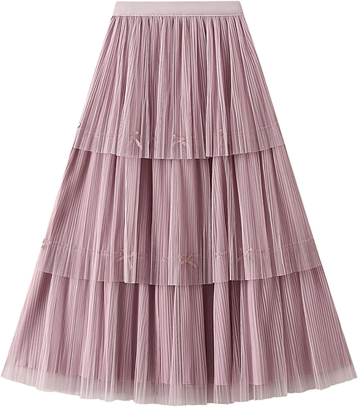 Women Mid Length Skirt Dance Party A Line High Waisted Bowknot Tulle Skirt Holiday Party Sweater Outfits for