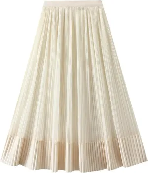Women Mid Length Skirt Dance Party A Line High Waisted Reversible Tulle Skirt Holiday Party Costume Waistband for