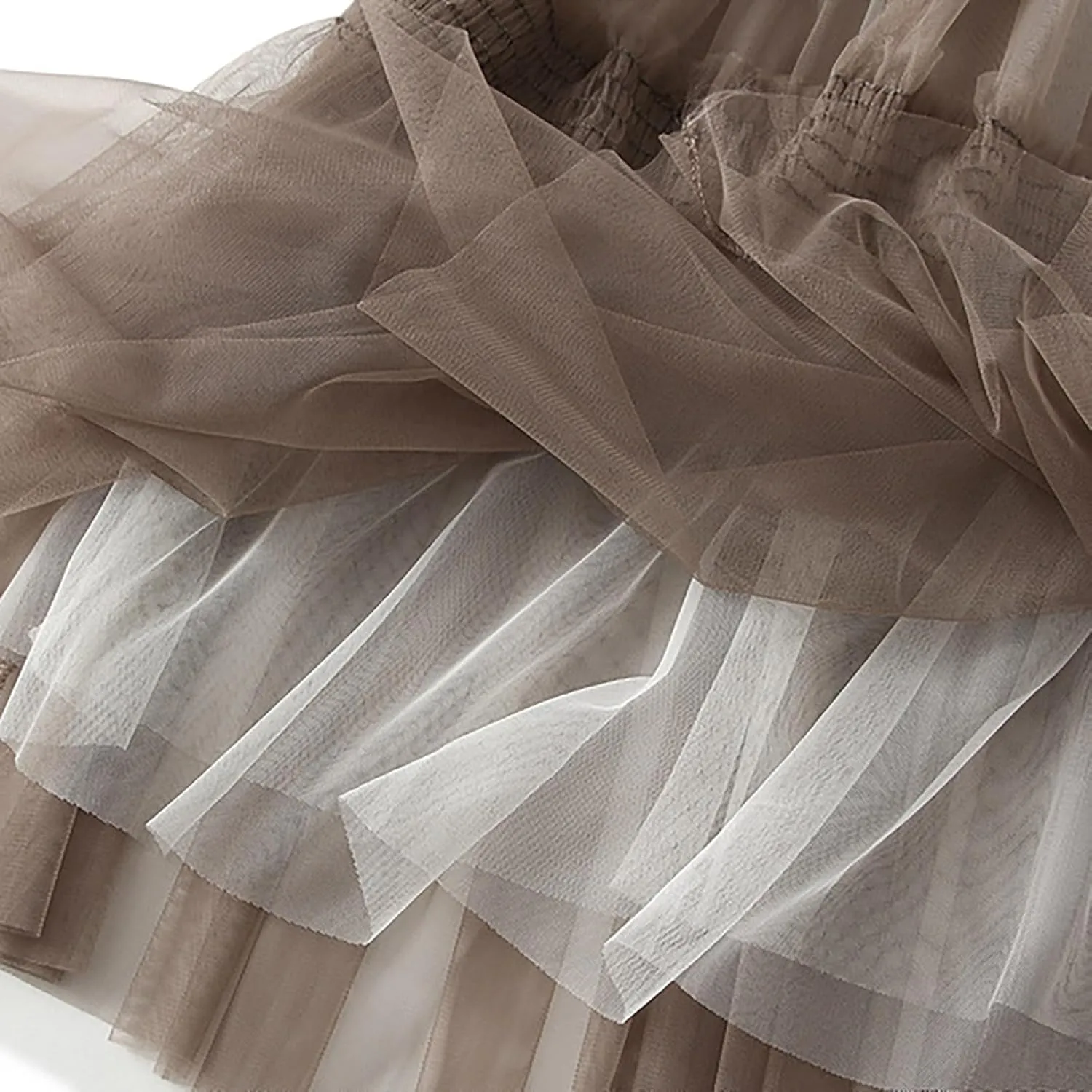 Women Mid Length Skirt Dance Party A Line High Waisted Ruffles Tulle Skirt Holiday Party Costume Half Skirt Women